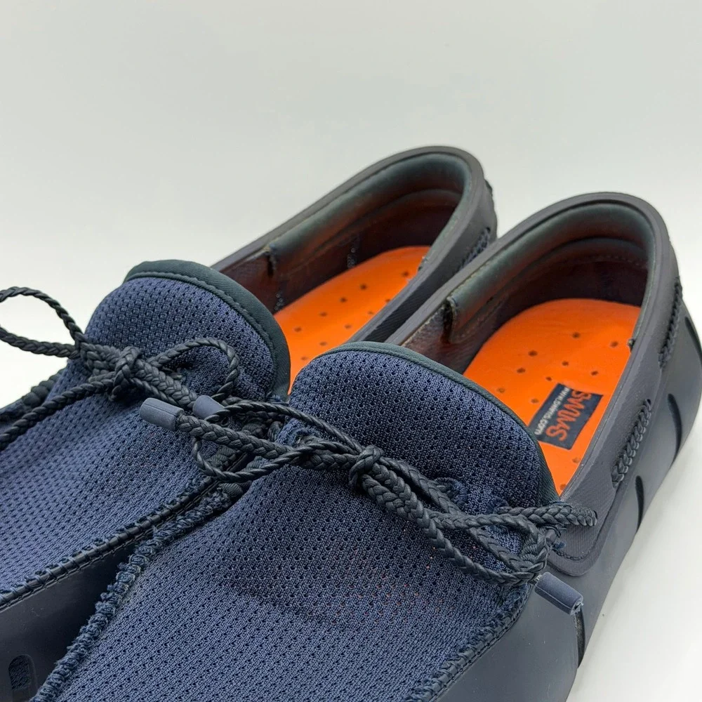 Swims Braided Lace Loafers Navy Blue Mesh Rubber Water Shoes Mens 9